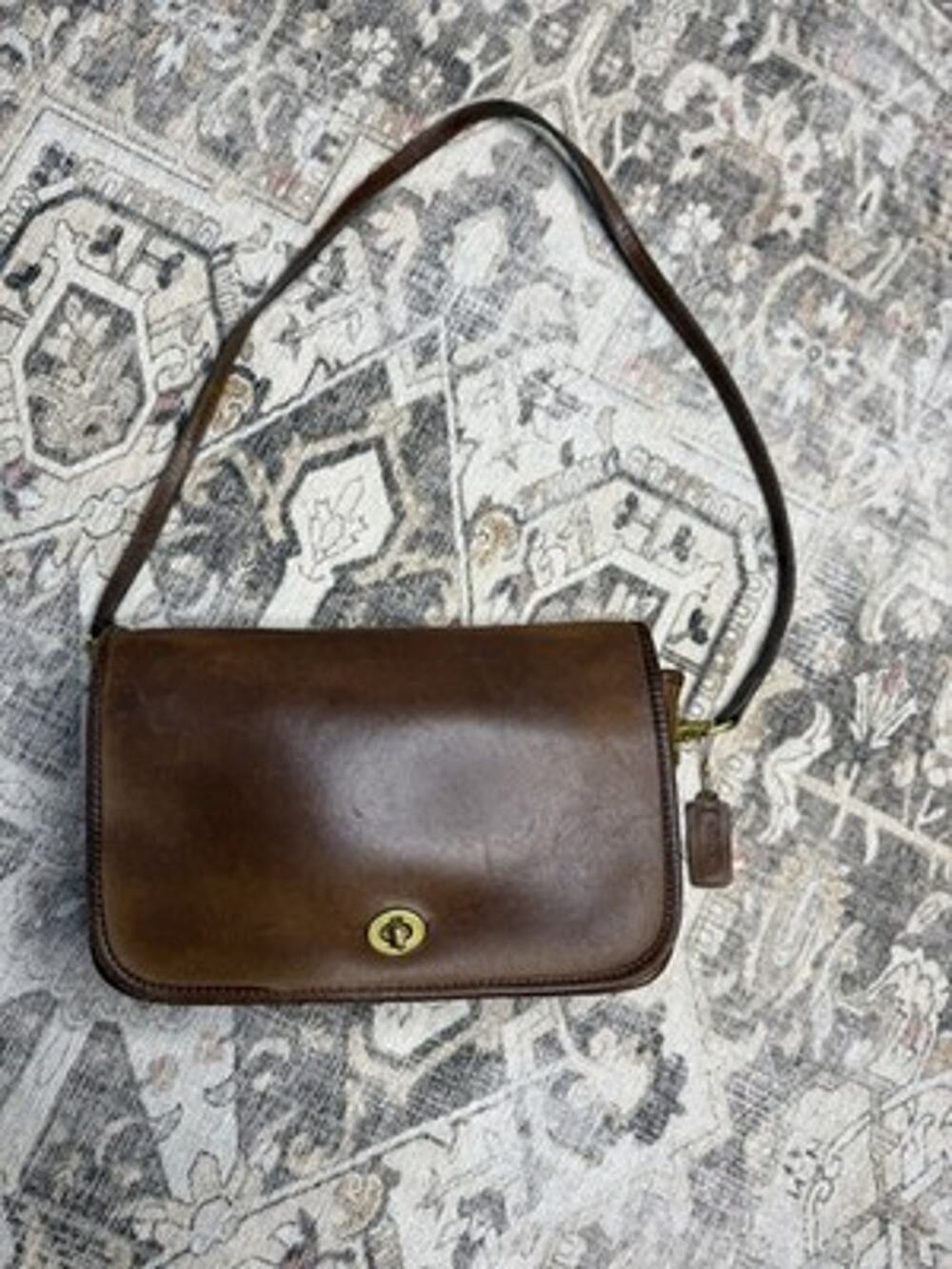 Rare NYC Vintage Coach Convertible Clutch 9635 Mahogany Brown Leather USA 80s